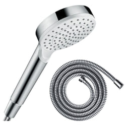 Pommeau de douche Hansgrohe Crometta EcoSmart blanc/chromé + flexible de douche 1,25 m Hansgrohe Metaflex chromé