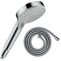 Pommeau de douche Vernis Blend 100 EcoSmart Vario chromé + flexible de douche 1,25 m Metaflex chromé