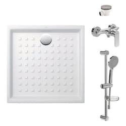 Pack receveur 90 x 90 Villeroy&boch o Novo ceramique carré blanc avec bonde D90 et robinetterie