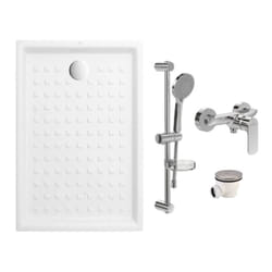 Pack receveur 120 x 90 villeroy et boch o Novo céramique rectangle blanc avec bonde D90 et robinetterie
