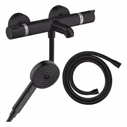 Profitez d'un ensemble robinetterie 100% HANSGROHE,composé d'un mitigeur thermostatique bain douche, d'une douchette à main e ...