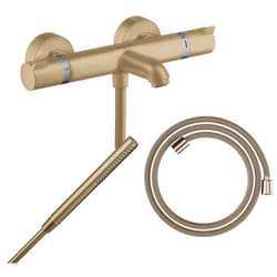 Pack mitigeur bain douche thermostatique Ecostat Comfort  + Flexible Designflex + Pommeau Pulsify S bronze brossé
