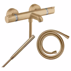 Pack mitigeur bain douche thermostatique Ecostat Comfort  + Flexible Isiflex + Pommeau Pulsify S bronze brossé