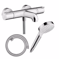 Pack mitigeur bain thermostatique Ecostat 1001CL + Flexible Designflex + Pommeau Vernis Blend 100 EcoSmart 1jet chromé