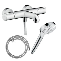 Pack mitigeur bain thermostatique Ecostat 1001CL + Flexible Designflex + Pommeau Vernis Blend 100 EcoSmart 1jet chromé