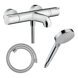 Pack mitigeur bain thermostatique Hansgrohe Ecostat 1001CL + Flexible Designflex + Pommeau Vernis Blend 100 EcoSmart 2jets chromé