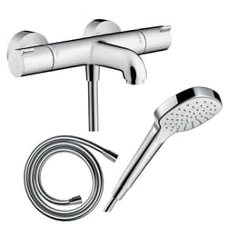Pack mitigeur bain thermostatique Ecostat 1001CL + Flexible Isiflex + Pommeau Croma Select E EcoSmart blanc/chromé