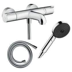 Pack mitigeur bain thermostatique Ecostat 1001CL + Flexible Isiflex + Pommeau Pulsify Select EcoSmart 105 3jets chromé