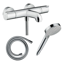 Pack mitigeur bain thermostatique Hansgrohe Ecostat 1001CL + Flexible Isiflex + Pommeau Vernis Blend 100 EcoSmart 2jets chromé