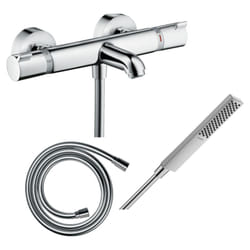 Pack mitigeur bain thermostatique Hansgrohe Ecostat Comfort + Flexible Isiflex 1,6m + Pommeau Pulsify e 100 EcoSmart chromé
