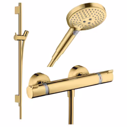 Les caractéristiques du mitigeur douche thermostatique HANSGROHE Ecostat Comfort Care aspect doré poli : - 1 sortie = 1 fonct ...