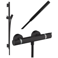 Pack mitigeur douche thermostatique Ecostat Comfort + Barre Unica S Puro + flexible + Pommeau Pulsify S noir mat