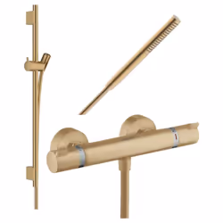 Les caractéristiques du mitigeur douche thermostatique HANSGROHE Ecostat Comfort Care bronze brossé : - 1 sortie = 1 fonction ...
