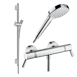 Pack mitigeur douche thermostatique Ecostat Comfort Care + Barre Unica S Puro + flexible + Pommeau Croma Select E blanc/chromé