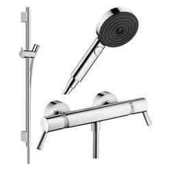 Pack mitigeur douche thermostatique Ecostat Comfort Care +Barre UnicaS Puro+flexible+Pommeau Pulsify Select 3jets chromé
