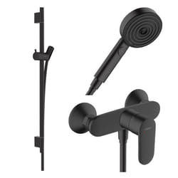 Pack mitigeur douche mécanique Vernis Blend + Barre Unica S Puro + flexible + Pommeau Pulsify Select 3 jets noir mat