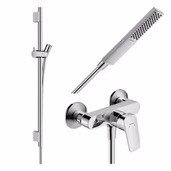 Pack mitigeur douche mécanique Logis + Barre Unica S Puro + flexible + Pommeau Pulsify E chromé