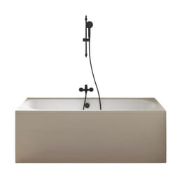 Pack baignoire droite 180 x 80 Elise + tablier niche + pommeau et mitigeur bain noir mat Aimé + vidage