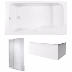 Pack baignoire bain douche 170 x 90 Malice version gauche + tablier en angle + pare bain