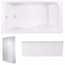 Pack baignoire bain douche 170 x 90 Malice version gauche + tablier en niche + pare bain