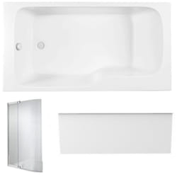 Pack baignoire bain douche 170 x 90 Malice version gauche + tablier en niche + pare bain