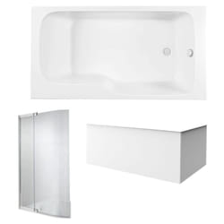 Pack baignoire bain douche 170 x 90 JACOB DELAFON Malice version droite + tablier en angle + pare bain