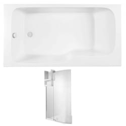 Pack baignoire bain douche 160 x 85 Jacob Delafon Malice version gauche blanc mat + pare bain + étagère