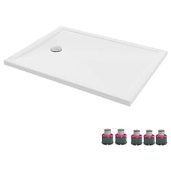 Jacob Delafon - Receveur de douche 120 x 90 Gaspard extra-plat céramique bonde à gauche + Kit de réhausse