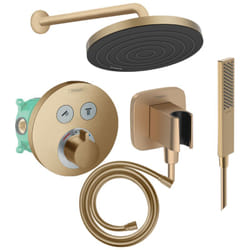 Colonne de douche encastrée thermostatique Hansgrohe ShowerSelect s Douche Pulsify Flexible Isiflex Douchette Pulsify e bronze
