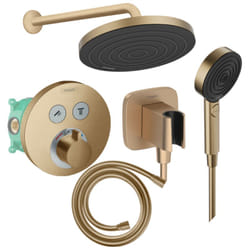 Colonne de douche encastrée thermostatique Hansgrohe ShowerSelect s Douche Pulsify Flexible Isiflex Douchette Pulsify bronze