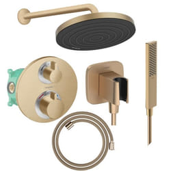 Colonne de douche thermostatique Ecostat S Douche de tête Pulsify S Flexible Designflex Douchette Pulsify E  bronze