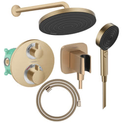Colonne de douche thermostatique Hansgrohe Ecostat s Douche de tête Pulsify s Flexible Designflex Douchette Pulsify bronze brossé