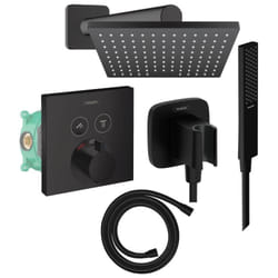 Colonne de douche thermostatique HANSGROHE ShowerSelect E Douche de tête Vernis Shape Flexible Isiflex Douchette PulsifyE noir mat