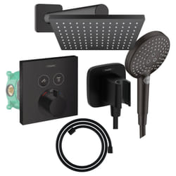 Colonne de douche thermostatique Hansgrohe ShowerSelect e Douche de tête Vernis Shape Flexible Designflex Douchette Raindance noir