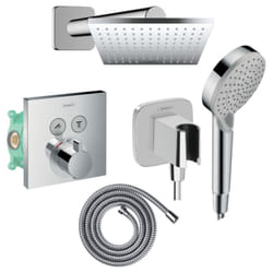 Colonne de douche thermostatique Hansgrohe ShowerSelect e Douche de tête Vernis Shape Flexible Metaflex Douchette Vernis b chromé