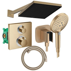 Colonne douche thermostatique Hansgrohe Ecostat Square Douche tête PulsifyS Flexible Designflex Douchette Raindance SelectS bronze