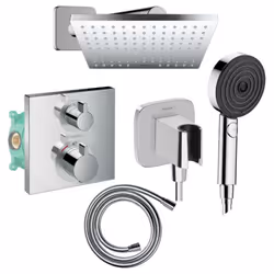 Découvrez les composants de votre colonne de douche encastrable HANSGROHE Douche de tête, Douchette, Mitigeur thermostatique, ...