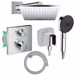 Découvrez les composants de votre colonne de douche encastrable HANSGROHE Douche de tête, Douchette, Mitigeur thermostatique, ...