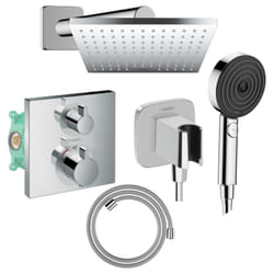 Colonne douche thermostatique Hansgrohe Ecostat Square Douche de tête Vernis Shape Flexible Isiflex Douchette Pulsify chromé