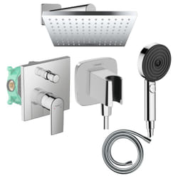 Colonne de douche encastrée mécanique HANSGROHE Vernis Shape Douche de tête Vernis Shape Flexible Isiflex Douchette Pulsify chromé