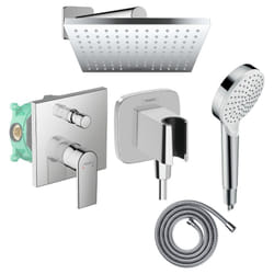 Hansgrohe - Colonne de douche encastrée mécanique Vernis Shape Douche de tête Crometta Flexible Métaflex Douchette Crometta chromé