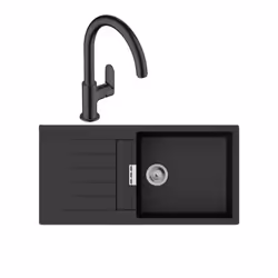 Evier 1 bac 980 S52 synthèse noir + robinet de cuisine Vernis Blend M35 210 noir mat