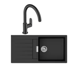 Evier 1 bac 980 S52 synthèse noir + robinet de cuisine Vernis Blend M35 210 noir mat