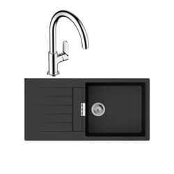 Evier 1 bac 980 S52 synthèse noir + robinet de cuisine Vernis Blend M35 210 chromé