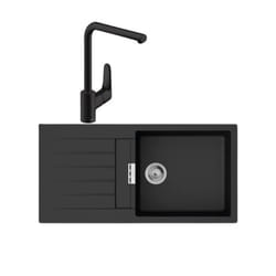 Evier 1 bac 980 S52 synthèse noir + robinet de cuisine Focus M41 280 noir mat
