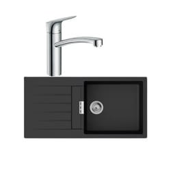 Evier 1 bac 980 S52 synthèse noir + robinet de cuisine Logis M31 160 chromé