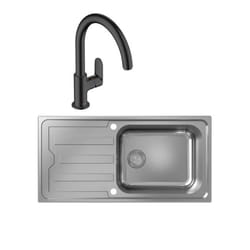 Evier 1 bac S44 inox + robinet de cuisine Vernis Blend M35 210 noir mat