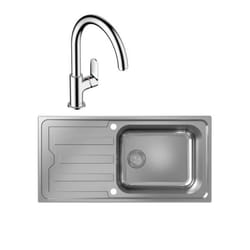 Evier 1 bac S44 inox + robinet de cuisine Vernis Blend M35 210 chromé