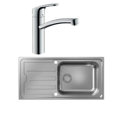 Evier 1 bac S44 inox + robinet de cuisine Focus M41 160 chromé