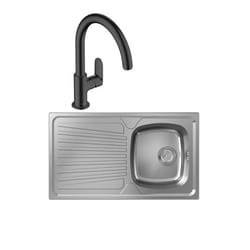 Evier 1 bac S21 inox + robinet de cuisine Vernis Blend M35 210 noir mat